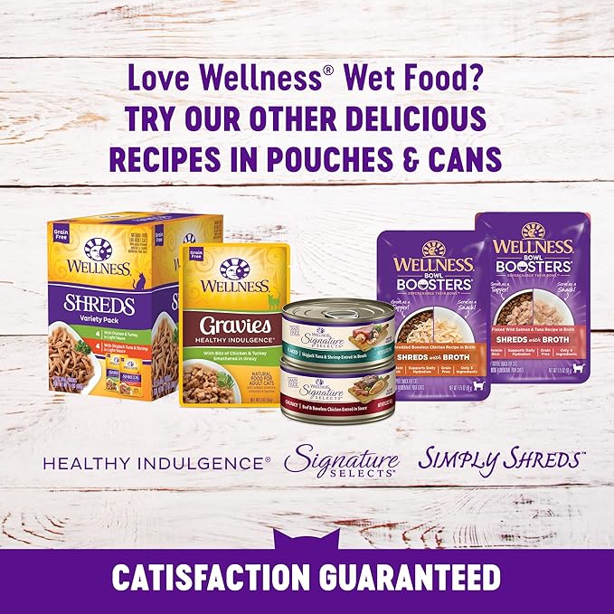 Wellness Healthy Indulgence Morsels Adult Wet Cat Food, Natural, Protein Rich, Grain Free, Turkey and Duck Recipe, 3 oz, Pack of 24 Pouches
