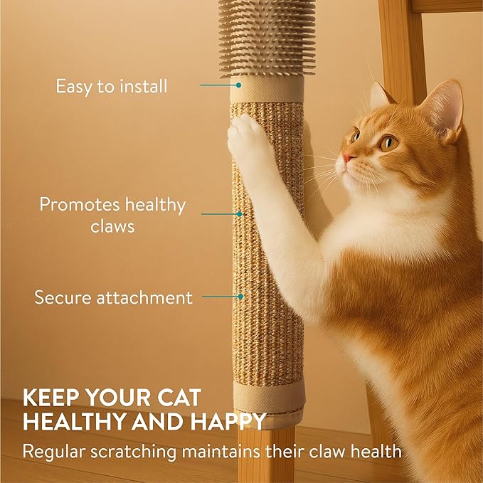 Navaris Cat Scratcher and Brush Table Leg Protector - Sisal Scratching Mat for Furniture Protection - Robust Cat Accessories to Protect Furniture - Scratch Pad for Indoor Cats