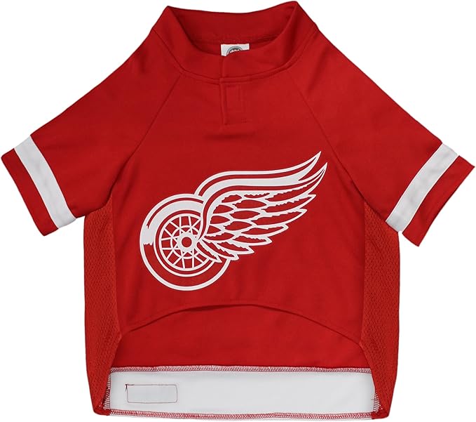 NHL Detroit Red Wings Jersey for Dogs & Cats, Large. - Let Your Pet Be A Real NHL Fan!