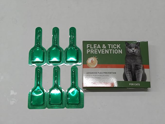 Cat Flea Treatment & Tick Control - Topical Flea Treatment for Cats & Kittens - Protection for Cats Over 1.5 lbs and 8 Weeks or Older, 6 Pack