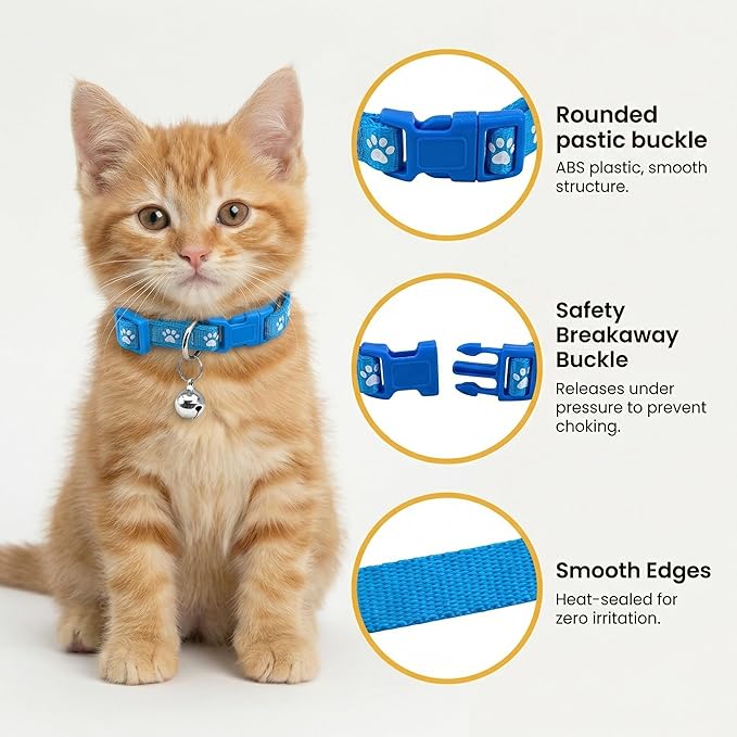 10 Packs Random Puppy Collars for LitterSoft, Durable, and Stylish Nylon Collars with Colorful Bells, Suitable for Small Pets