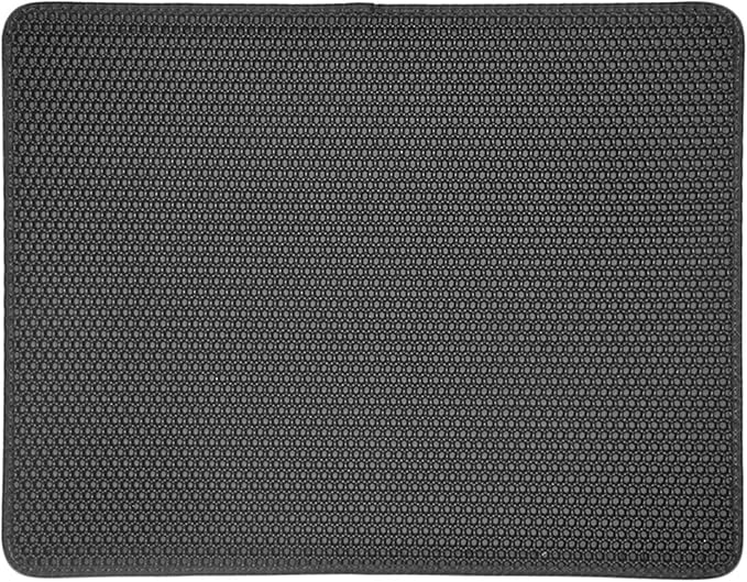 Cat Litter Mat Kitty Litter Trapping Mat Honeycomb Mats Waterproof Double Layer Anti Tracking Kitty Mats Catcher Litter Tray Box Rug Carpet (19.7'' x 15.7'', black)