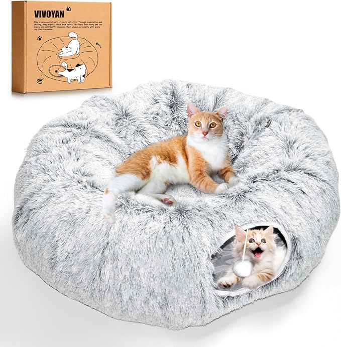 VIVOYAN Multifunctional Cat Tunnel Toy - XL Interactive Cat Play Tunnel with Climbing Holes and Thick Resting Mat, Ideal for Mult Homes and Extended Playtime