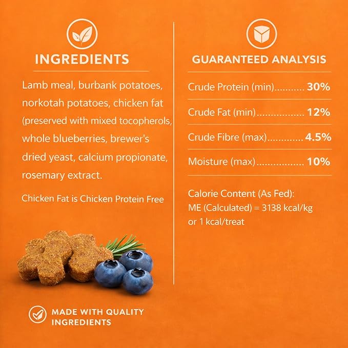 FirstMate Savory Lamb Formula Cat Treats – Grain Free, High Protein, Limited Ingredient, Low Calorie Training Reward – 3 oz Bag