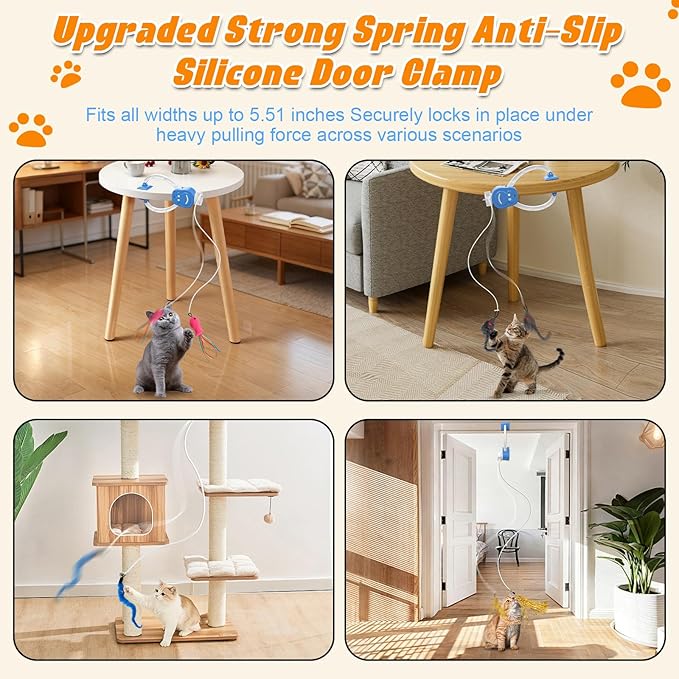 Automatic Interactive Cat Toy Rechargeable, Hanging Cat Toy, Cat Door Toy, Cat Enrichment Toys for Indoor Cats & Kitten, Doorway Electric Cat Teaser for Exercise, Boredom Relief & Fun Games