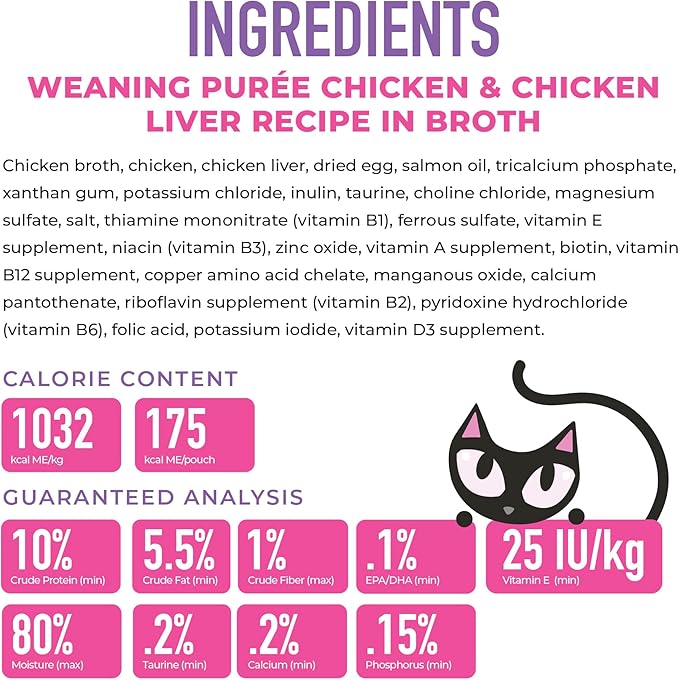 Tiki Cat Baby Weaning Puree Wet Cat Food, Chicken, 6 oz. Spout Pouch (6 Count)