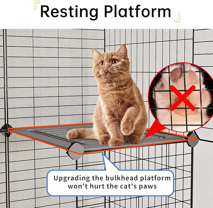 Oneluck Cat Cage Indoor with Litter Box 3-Tier DIY Cat Playpen Detachable Metal Wire Kennel Crate Large Exercise Place Ideal for 1-2 Kitty