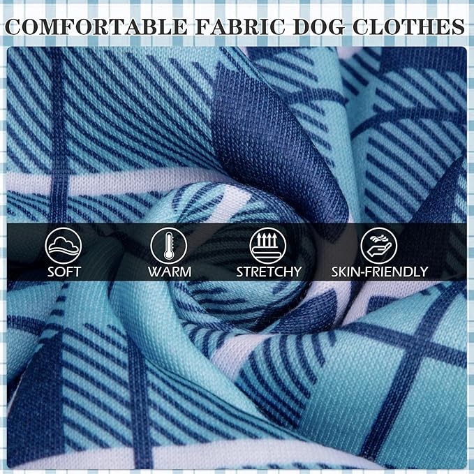 EXPAWLORER Plaid Cat Hoodie - British Style Warm Cat Sweater Shirt with Leash Hole,Pet Clothes Outfits,Winter Coat Apparel for Puppy Cats Girl Boy-Kitten Apparel,Blue L