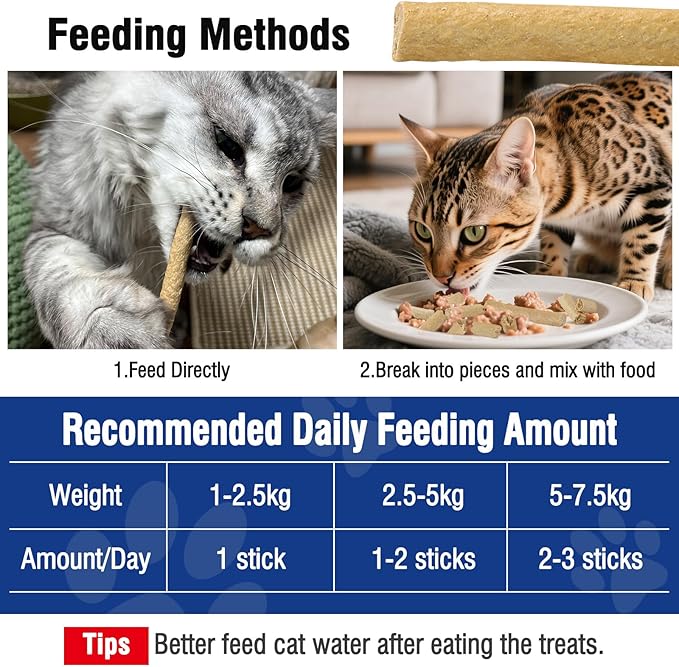 150g Freezed Dried Cat Chew Stick Chicken Flavor, Cat Dental Treats for Freshens Breath and Reduce Tartar, Feline Teething Sticks Cats Treats Snack