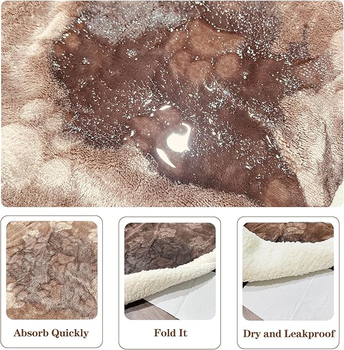 Qeils Waterproof Blanket for Bed, Dog Blankets for Large Dogs, Waterproof Cat Blanket Washable, Soft Sherpa Fleece Puppy Blanket, Reversible Throw Protector for Couch Car, 50"X60", Taupe