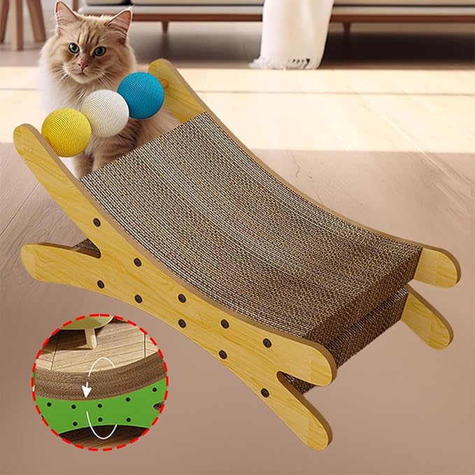 Cat Couch Scratcher Scratching Pad Modern Pet Furniture Cardboard Scratching Nest Cat Bed for Resting Playing Sleeping- Wood Color