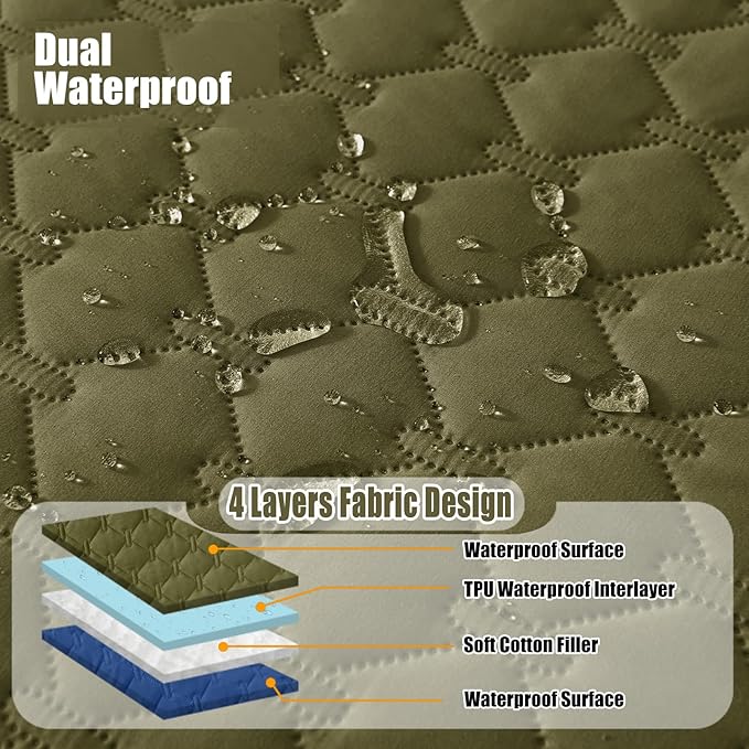 Smiry Waterproof Dog Bed Cover Blanket, Soft Reversible Pet Blanket, Washable Leakproof Cats Dogs Couch Cover for Sofa, Couch, Furniture (82x82 Inch, Green/Navy)