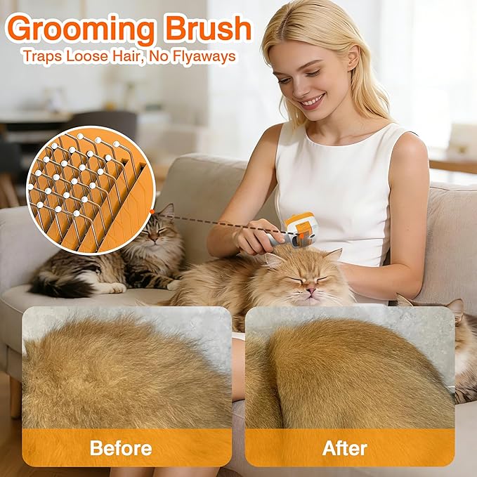 Cat Steam Brush,5-in-1 Self-Cleaning Steam Cat Brush with 3 Swap-in Heads (Grooming,Dematting,Deshedding),Spray Hair Removal Comb for Softens Fur & Reduces Static,Includes Waterless Shampoo
