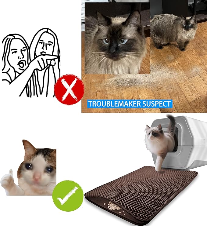 HTTMT- (20x15.7 inch) Pet Supplies Cats Litter & Housebreaking 40X50 Brown Cat litter Mat Double Layer Pad Trapper Folding Pad EVA Foam Rubber