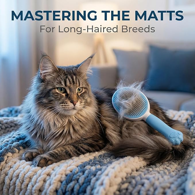 Cat Brush for Shedding for Indoor Cats & Dog Brush for Shedding - Perfect for Long & Short Haired Pets,Pet Brush for Dogs and Cats - Deshedding & Grooming Tool (Blue)