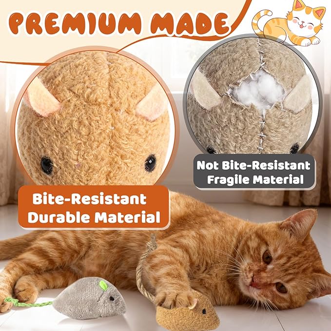 24 Pack 2.36" Colorful Mouse Toy for Cat, Interactive Catnip Animal Toys Plush Catnip Mouse Shaped Biting Toys for Indoor Cats