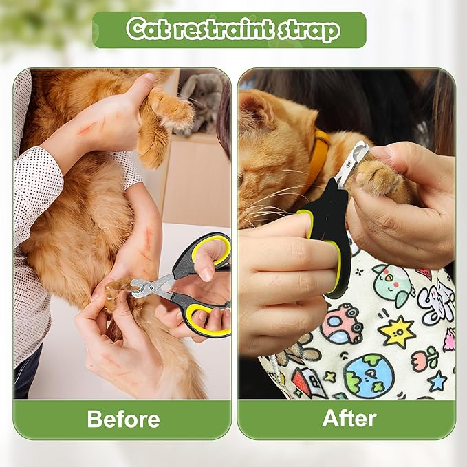 Cat Grooming Wrap with Cat Nail Clipper(27.6"x27.6"), Cat Restraint Wrap for Cutting Nails Anti Scratch/Bite/Escape, Large Cat Swaddle Wrap, Cat Grooming Supplies