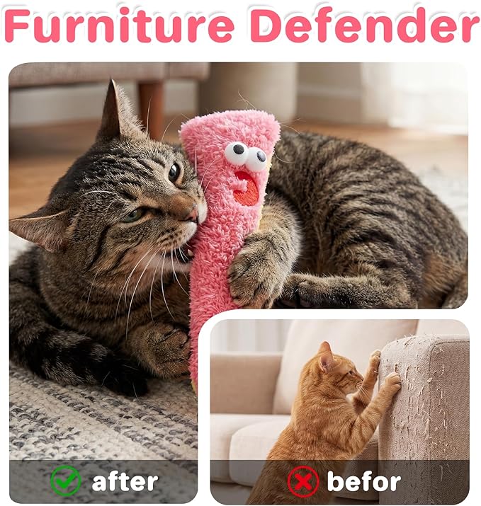 Walfront Interactive Cat Toy Self Play Plush Cat Toy with Bell Base, Boredom Relief Kitten Toy for Indoor Cats, Soft Durable Cat Exercise Toy for Energy Release Furniture Protection Cute Pet Toy