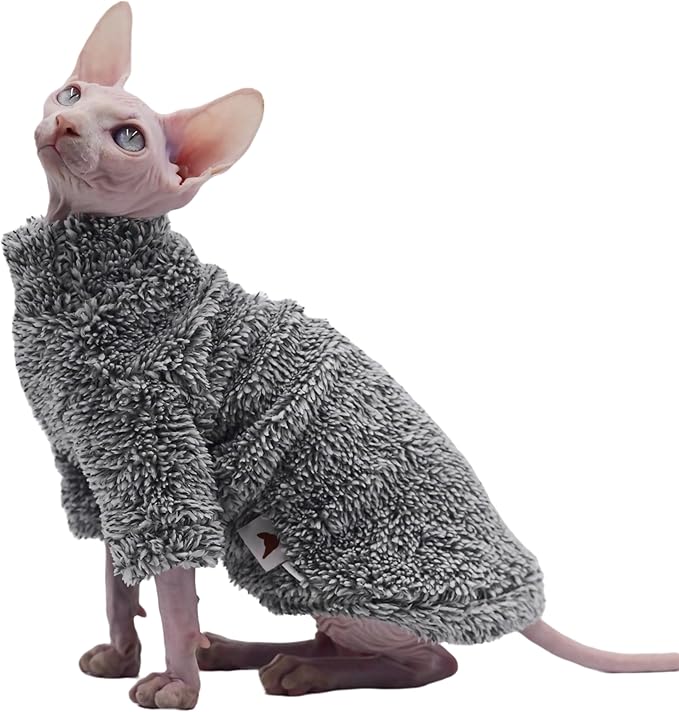 Sphynx Cat Apparel Kitty Clothes Warm Autumn and Winter Hairless Cat Outfits Cat Clothes for Devon Rex Cats, Cornish Cats and Small Cats (Pink, Large)