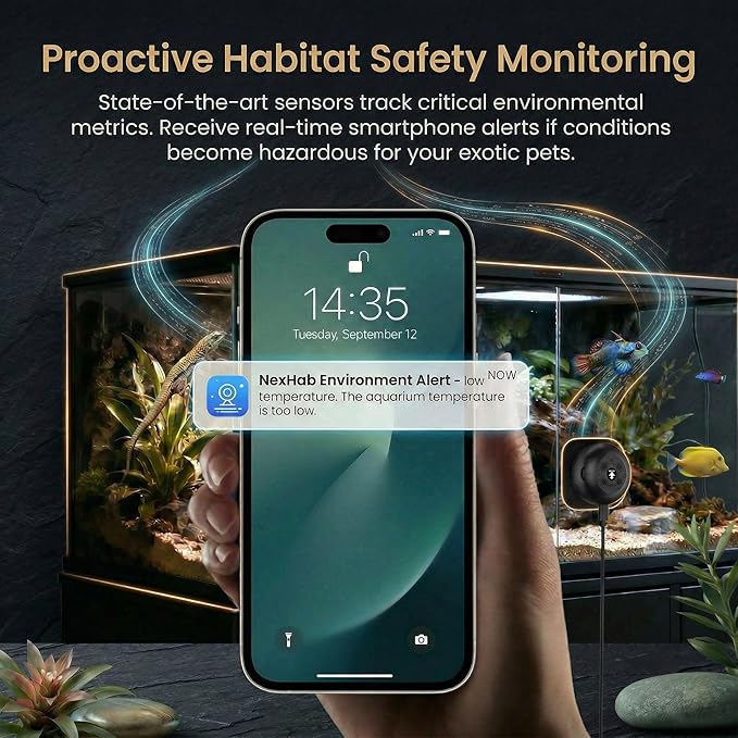 Noonkey Aquarium & Terrarium Pet Camera, 3MP 2K HD Monitor for Aquarium Reptile Bird Feeder, 5GHz/2.4GHz WiFi, Color Night Vision, Motion Alarm, 2-Way Audio, 24/7 Recording, Works with Alexa