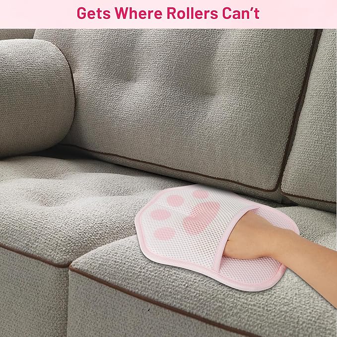 Paw-Shaped Pet Hair Removal Glove – Electrostatic Cat & Dog Hair Remover for Furniture, Clothes, Carpet & Car Seats – Cute Reusable Multi-Surface Lint & Fur Removal Tool (Pink)