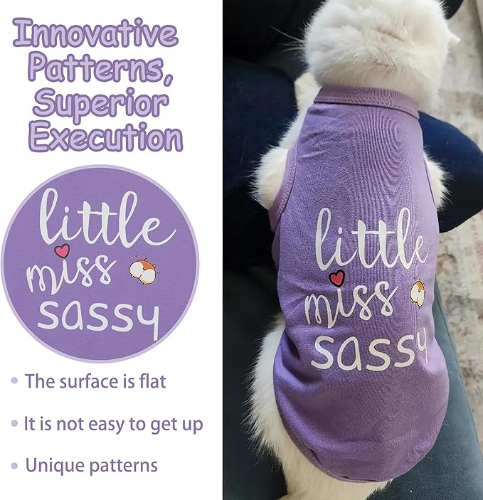 Paiaite Dog Clothes Fashionable Sleeveless Pet Vest: 'Little Miss Sassy' Printed Cotton Dog Shirt, Ideal for Small, Medium, and Large Breeds, Ensuring Comfort and Breathability Purple XXL