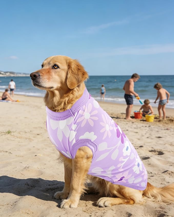 PET SHOW 4 Pack Summer Dog Shirts for Large Dogs Girl UPF 50+ UV Sun Protection Cooling Clothes Tank Top Floral Dog T-Shirts Pet Holiday Party Sleeveless Vest Pink(XX-Large)