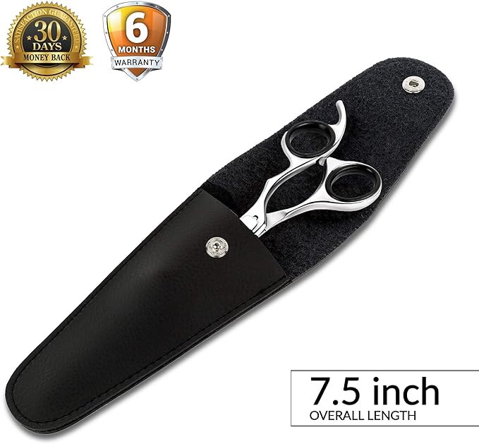 Laazar Professional 7.5 inch Curved Shears for Dogs and Cats | Tension Adjustable Pet Grooming Scissors | 440C Japanese Stainless Steel | Groomers Tool for Men and Woman Leather case Included