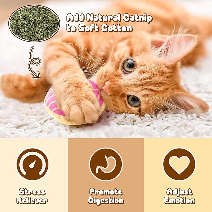 L1rabe Mexican Catnip Stuffed Toys for Cats - 5Pcs Pet Days Mexican Concha Catnip Toys, Pan Dulce Toys for Cat Lovers Fiesta Gift Indoor Kitten Chew Bite Kick Non-Toxic Interactive Pet Supplies