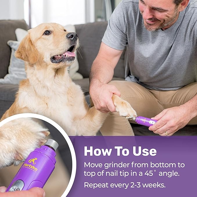 Hertzko Electric Cat & Dog Nail Grinder - Rechargeable Cat Nail Grinder & Dog Nail Grinder Small Dogs & Large Dogs Trimmer, Professional Pet Grooming Kit with USB Wire