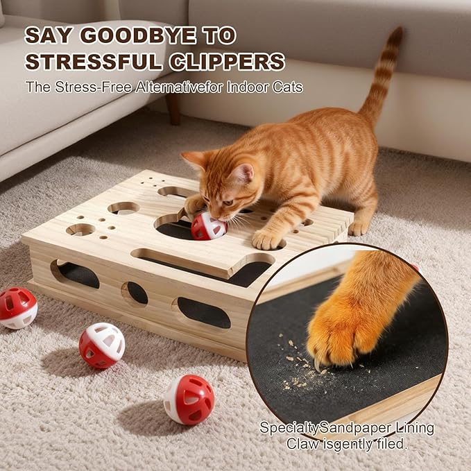 2026 New Model Cat Nail File Enrichment Box Cat Nail File Box with Sandpaper Stress-Free Alternative to Trimming Nails, Cat Toys Interactive for Indoor Cats Nail Scratcher