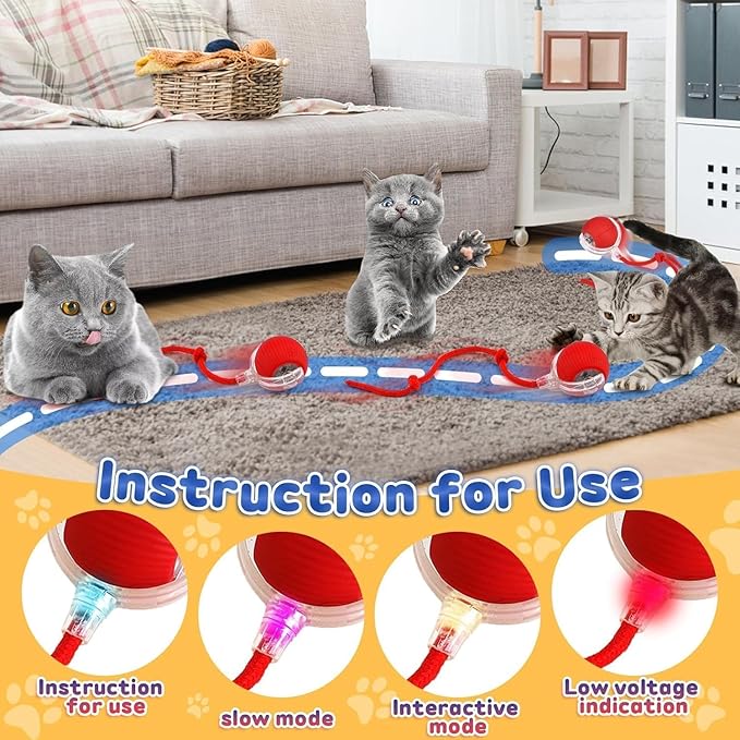 Speedy 2.0 Tail Cat Toys for Bored Indoor Adult Cats,2025 New Generation Interactive Cat Toys for Indoor Cats,Automatic Moving Ball with Tail