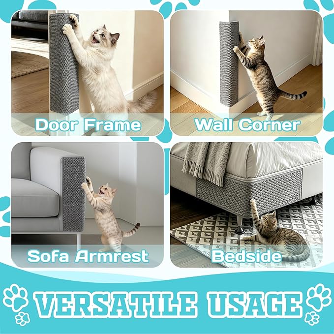 2 Pack Door & Wall Corner Cat Scratcher, Grey 19.68x7.8 Inch Scratch Pad for Cats, Corner Scratchers for Indoor Cats,Cat Furniture Protector