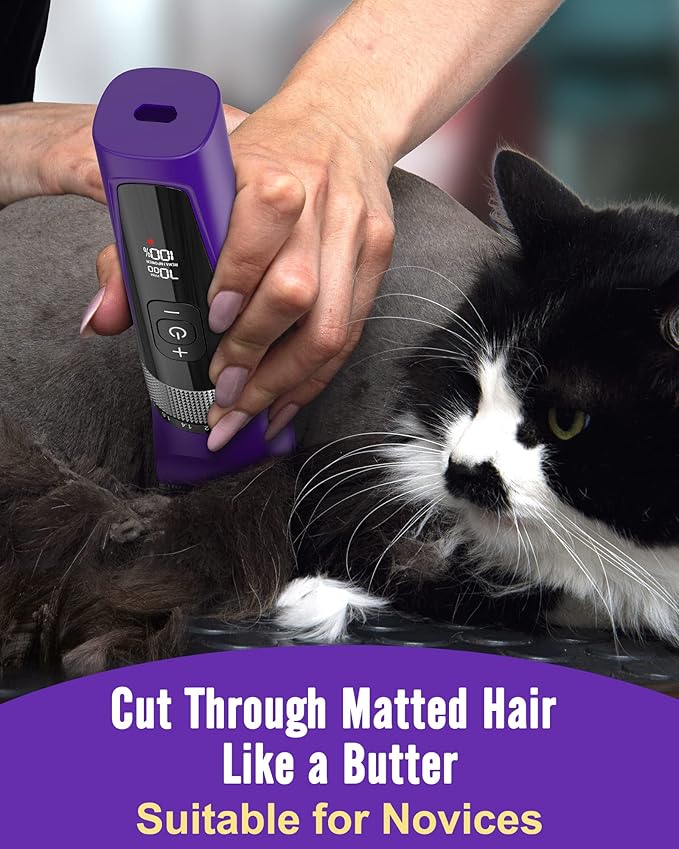 oneisall Cat Clippers for Matted Hair, 5-Speed Low Noise Cat Grooming Kit with 6-in-1 Adjustable Blade, Waterproof Cat Trimmer for Long Hair, Cat Shaver with Guard Combs for Dogs Cats Animals