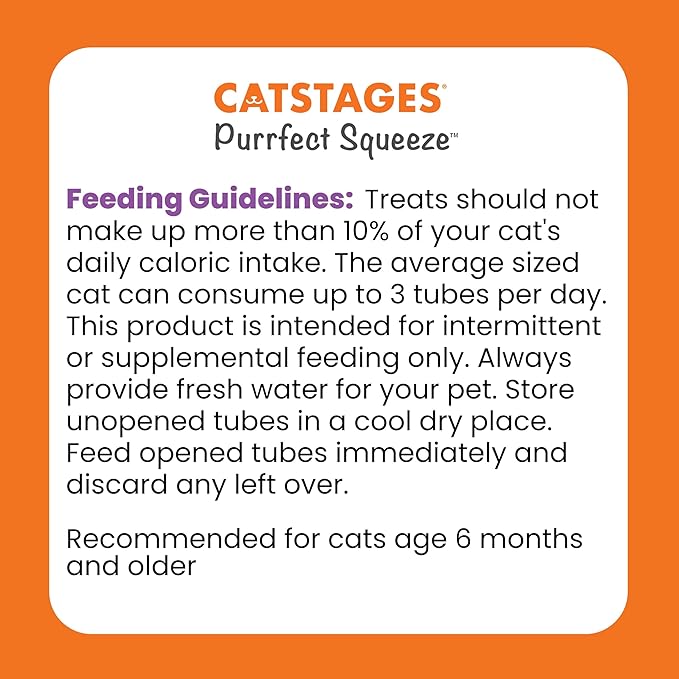 Catstages Purrfect Squeeze Lickable Cat Treats, Creamy Purée Squeezable Treat & Topper, 0.5 oz Tubes, 20-Count, 4-Flavor Variety Pack