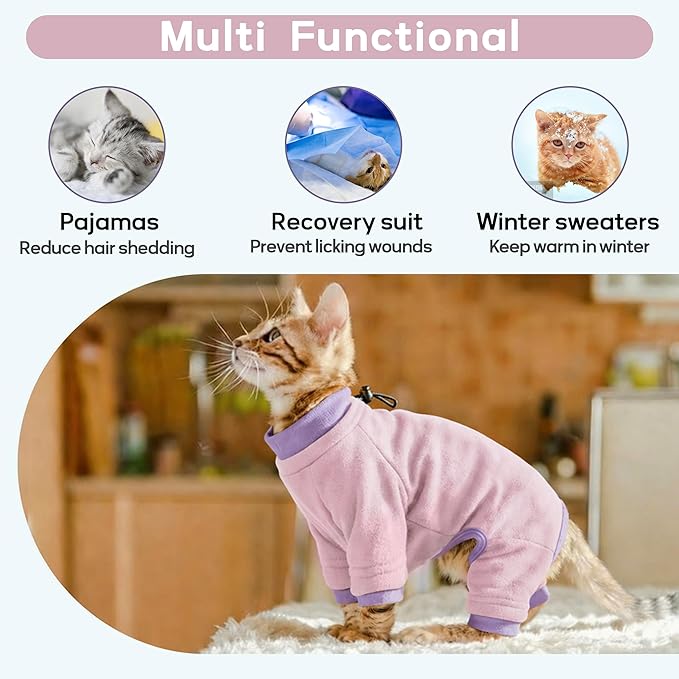 PUMYPOREITY Cat Behavior Control Sweater – Stops Licking & Over-Grooming, Anti-Anxiety Shirt, Escape-Proof, Breathable Pet Clothing for Shedding & Skin Protection, LightPink, M