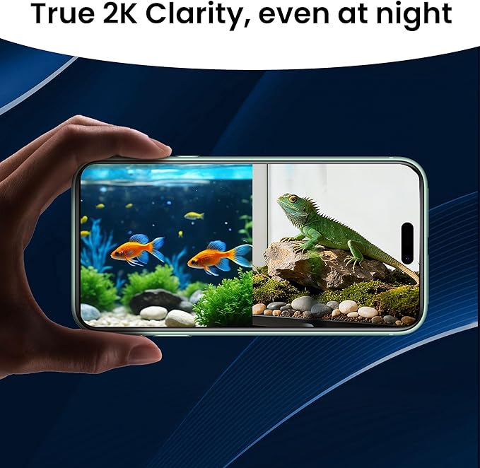 2026 Upgraded 2K Aquarium & Terrarium Pet Camera, Close-Focus Lens for Fish, Lizard & Reptiles, Easy Install, 5GHz Dual-Band WiFi, 24/7 Full Color Night Vision, Loop Recording, Motion Detection