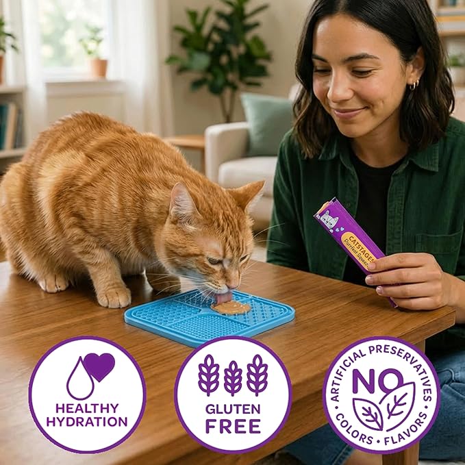 Catstages Purrfect Squeeze Lickable Cat Treats, Creamy Purée Squeezable Treat & Topper, 0.5 oz Tubes, 50-Count, 4-Flavor Variety Pack