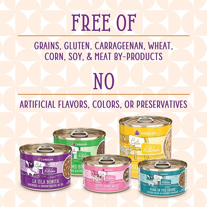 Weruva Cats in The Kitchen, Kitchen Cuties Variety Pack, Wet Cat Food, 3.2oz Can (Pack of 12)