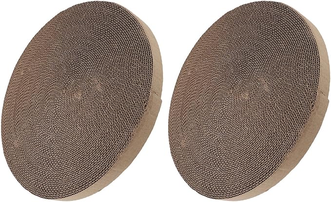 2pcs Cat Scratcher Replacement Pads Circular 34cm Corrugated Cardboard Insert for Cat Scratcher Bed Suitable for Pet Scratching Furniture Refill