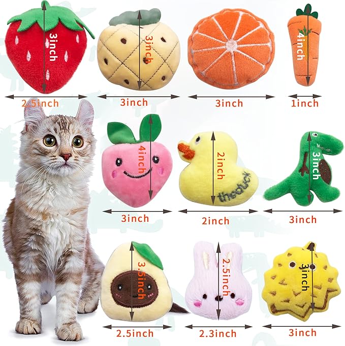 Catnip Toys for Indoor Cats 10 Pcs Small Plush Toys with Catnip Kitten Stuffed Toy