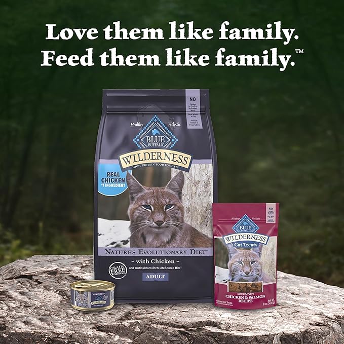 Blue Buffalo Wilderness High Protein Grain Free Dry Food for Adult Cats, 40% Protein, with Chicken, 15 lb. Bag