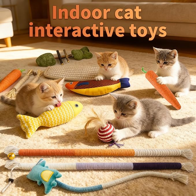 15 Pcs Cat Toys for Indoor Cats, Safe Teeth Cleaning Chew Infused Cat Catnip Toys, Suitable for All Cat Breeds Pet Toys