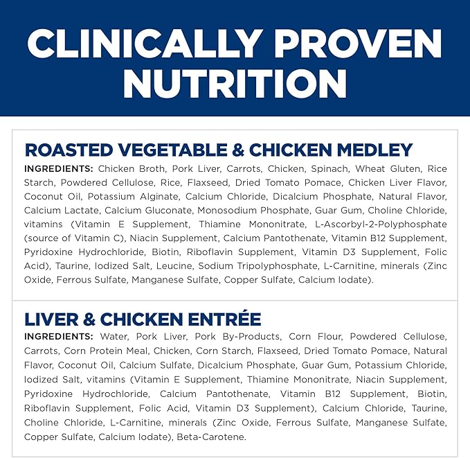 Hill's Science Diet Adult Perfect Weight Wet Cat Food Variety Pack, Vegetable & Chicken and Liver & Chicken, 2.9 oz. Cans, 12-Pack