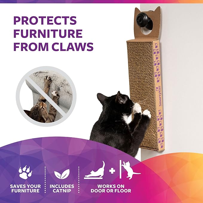 SmartyKat Scratch Up Corrugated Hanging Cat Scratcher, Catnip Infusion Technology - Brown, Single Wide (Pack of 6)