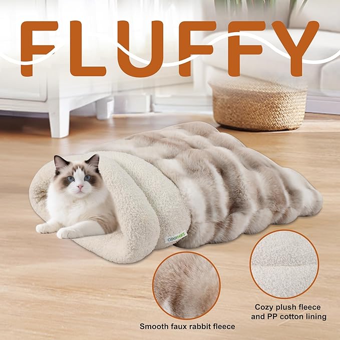 4 in 1 Self Warming Burrow Cat Bed, Pet Hideway Sleeping Cuddle Cave (Style- Tie-Dye Grey)