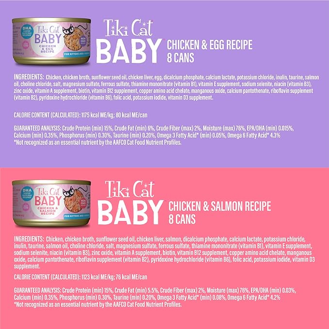 Tiki Cat Baby Whole Foods Wet Cat Food for Kittens Mega Pack, 2.4 oz. Cans (24 Count)