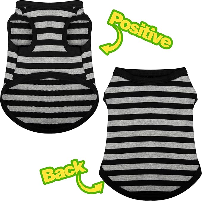 Paiaite Dog Striped Shirt Happy Color Cotton Sleeveless Puppy Pet Shirts Breathable Apparel Tank Top Colorful Puppy Sweatshirt Clothes for Small Medium Dogs Grey 3XL
