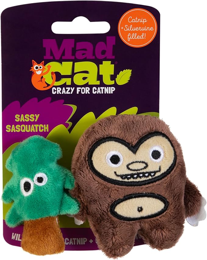 Mad Cat Sasquatch Catnip & Silvervine Plush Cat Toy, Pack of 2