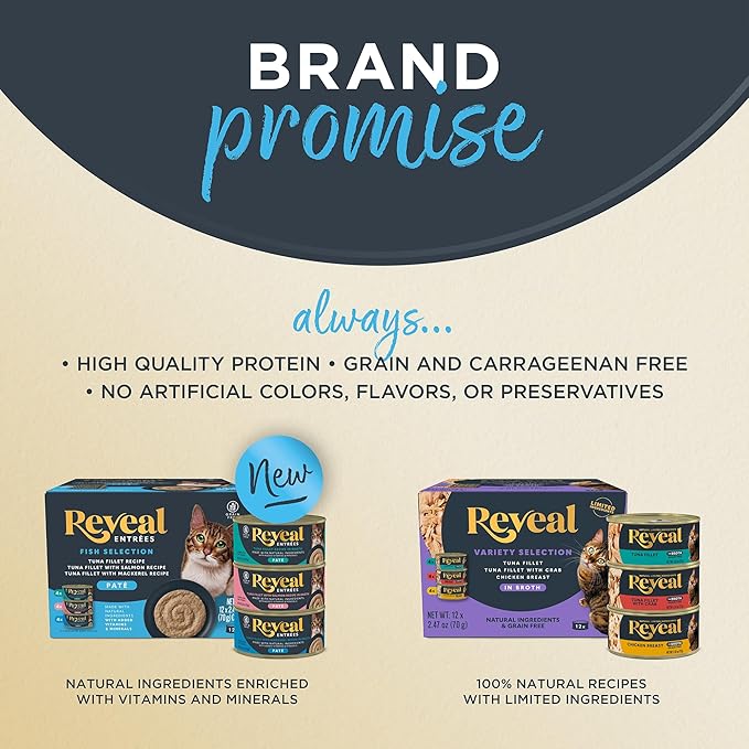 Reveal Natural Wet Canned Cat Food, Limited and Natural Ingredients, Grain Free, High Protein with No Artificial Additives, Chicken Breast in Broth (12 x 5.5 oz Cans)